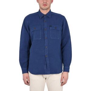 FAY Men's Long Sleeve Workwear Button-Up Shirt Men BLUE Shirts